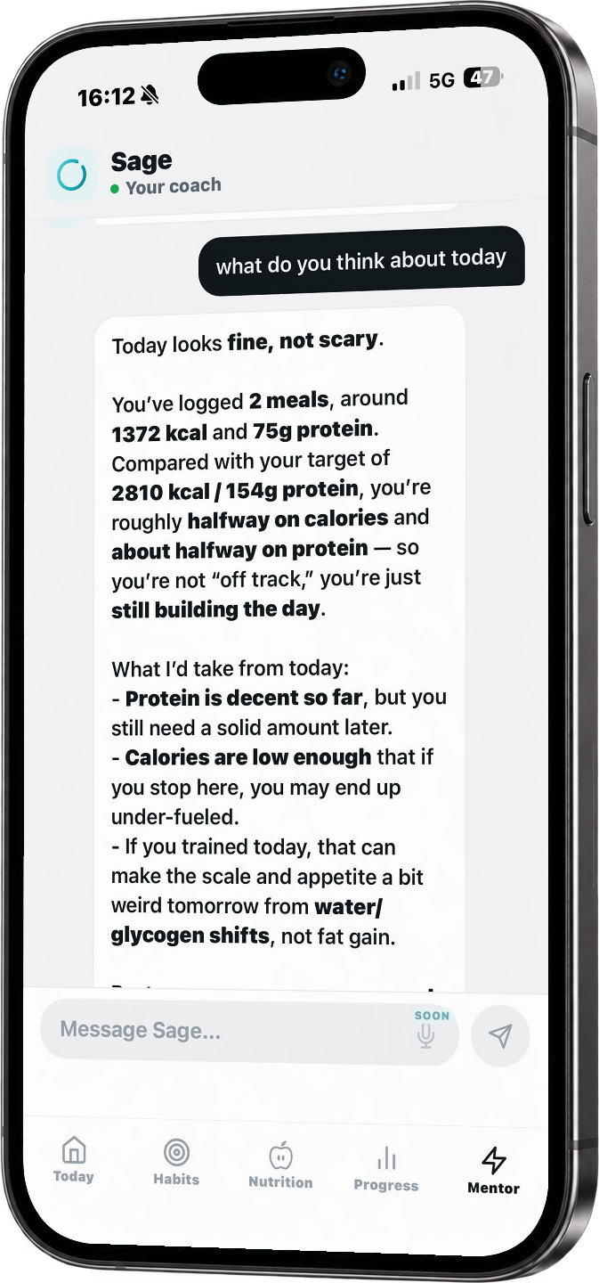 Step 2 — chat with your AI fitness coach for personalised, in-context replies