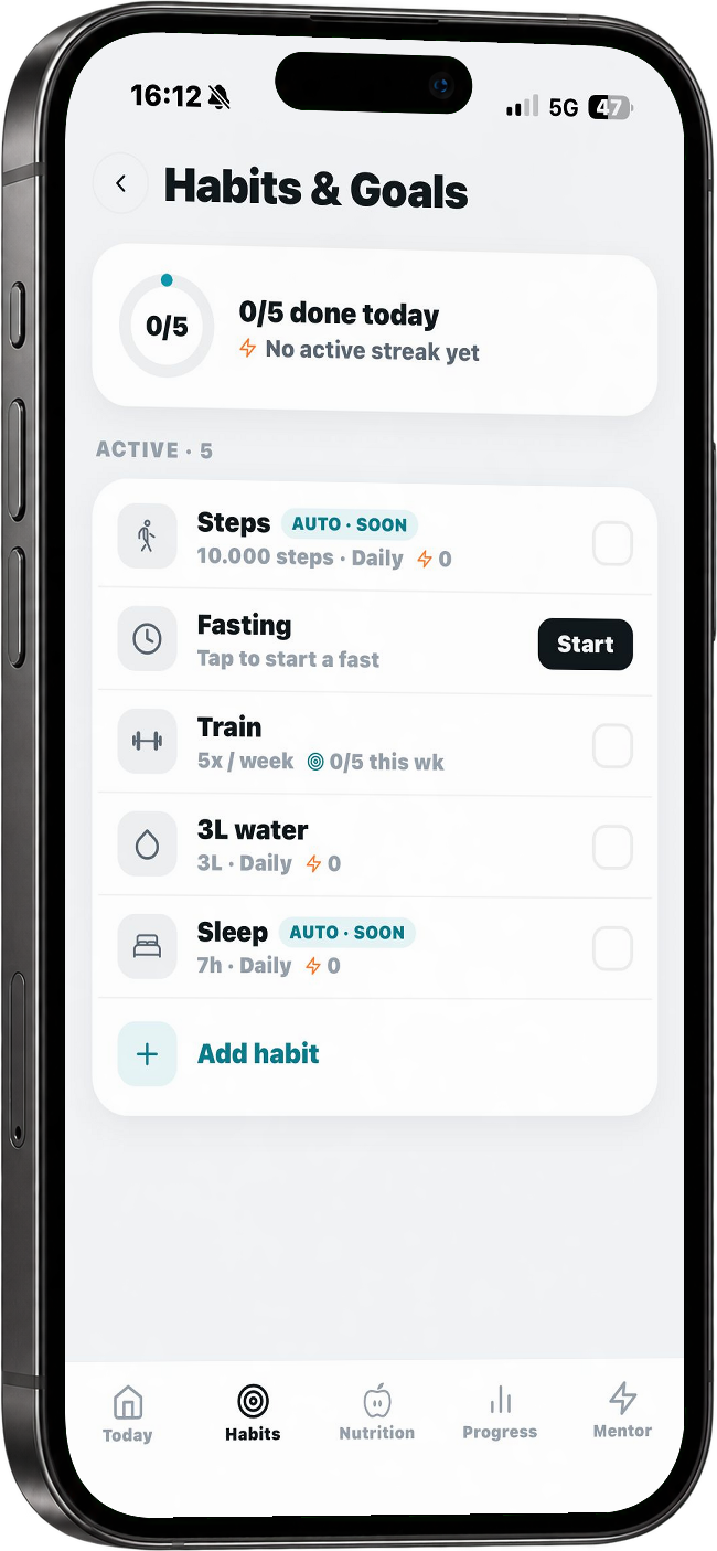Step 3 — daily habit check-ins and streak tracking to build lasting routines