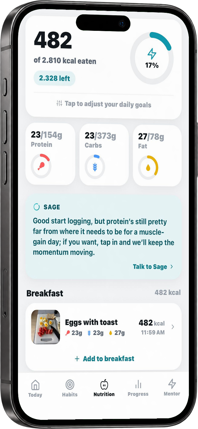 Snap a photo of your meal — Sage analyses calories and macros instantly