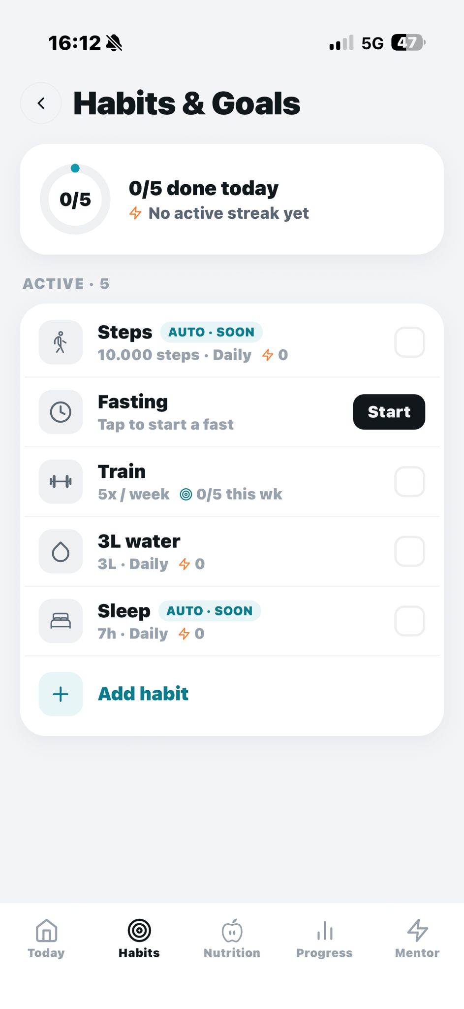 Step 3 — daily habit check-ins and streak tracking to build lasting routines
